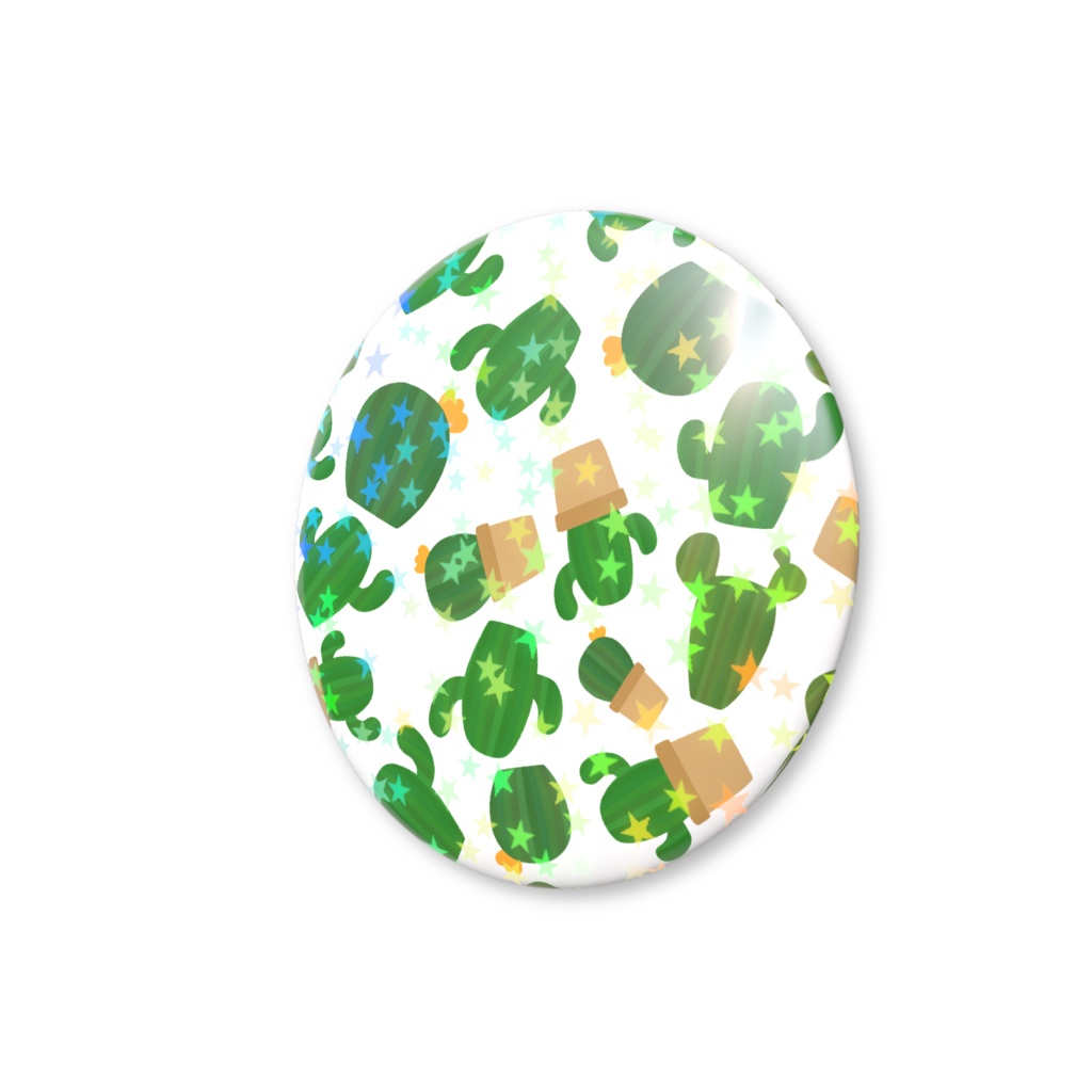 サボテンのホログラム缶バッジ