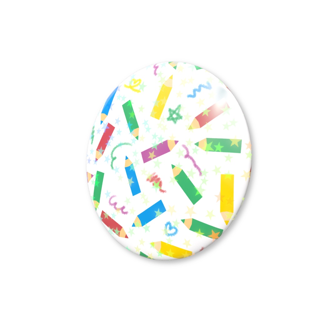 色鉛筆のホログラム缶バッジ