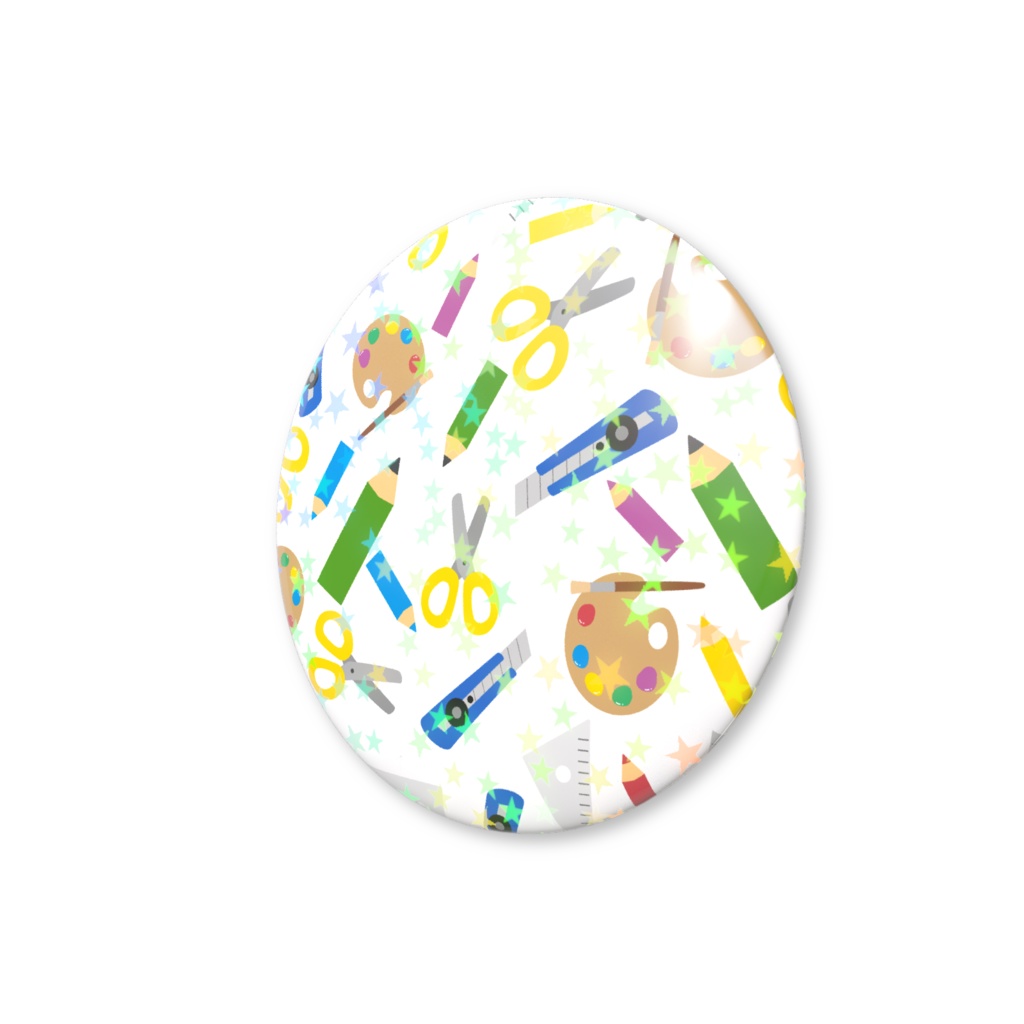 文房具のホログラム缶バッジ