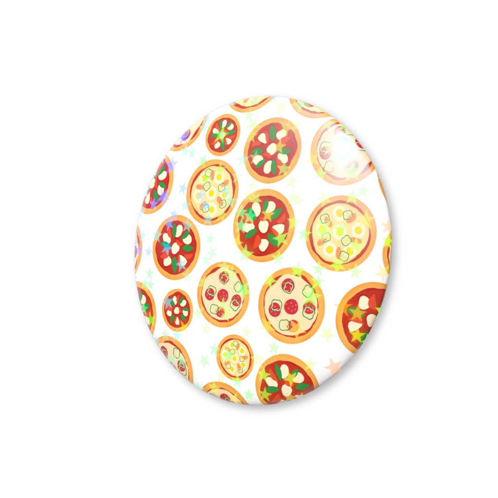 ピザのホログラム缶バッジ