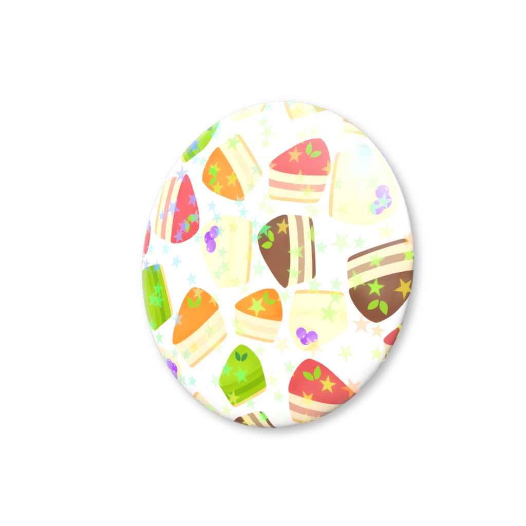 ケーキのホログラム缶バッジ