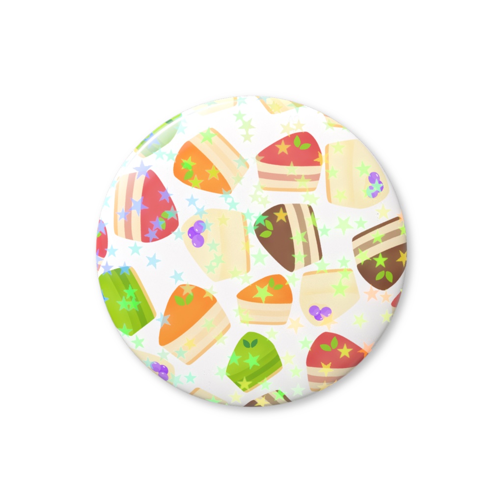 ケーキのホログラム缶バッジ