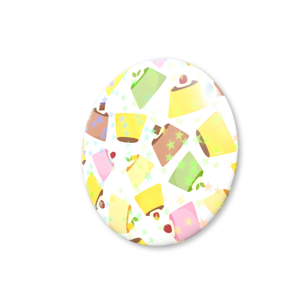 プリンのホログラム缶バッジ