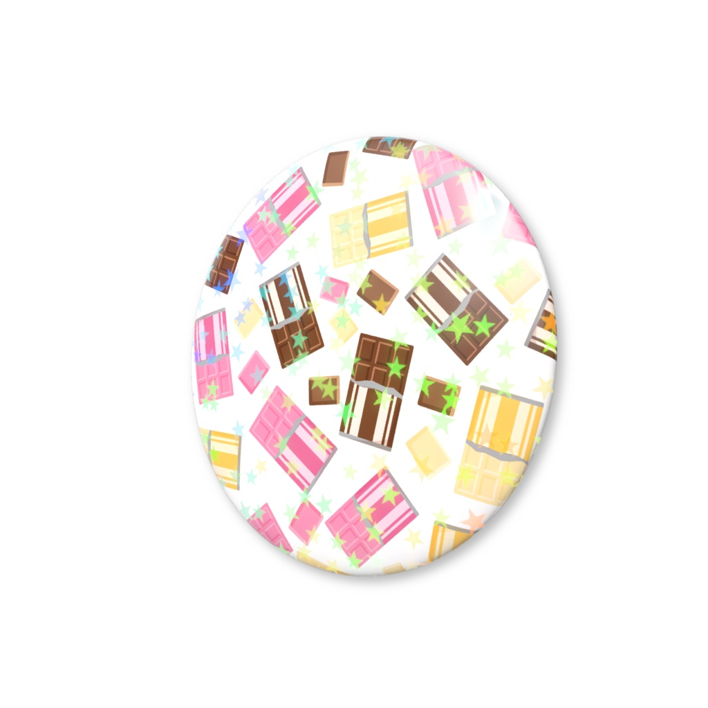 チョコレートのホログラム缶バッジ