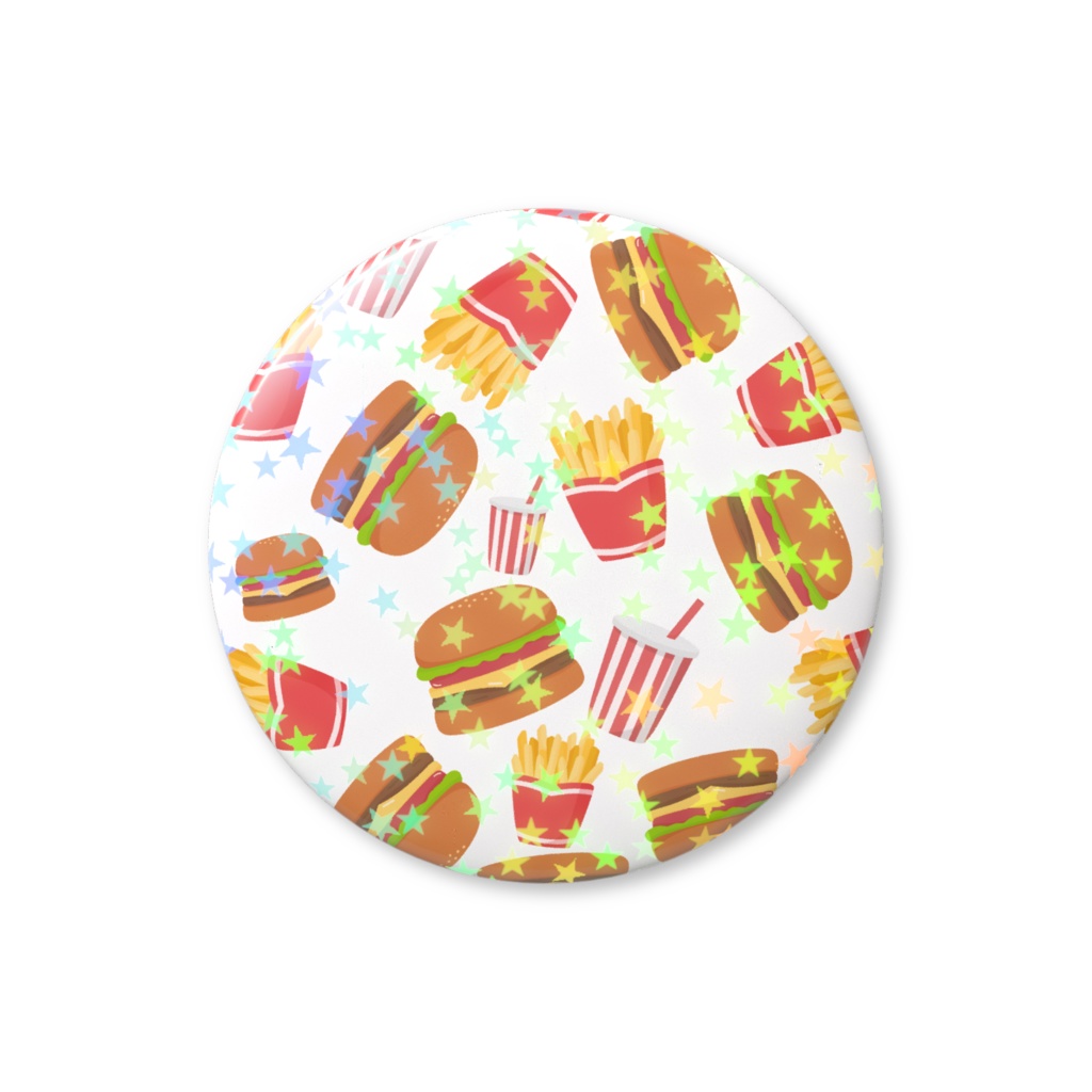 ハンバーガーのホログラム缶バッジ