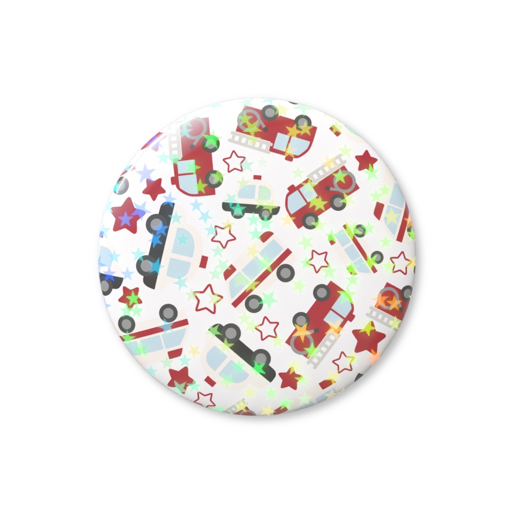 働く車のホログラム缶バッジ