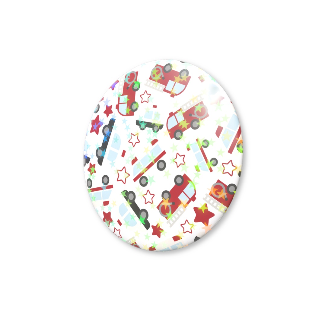 働く車のホログラム缶バッジ