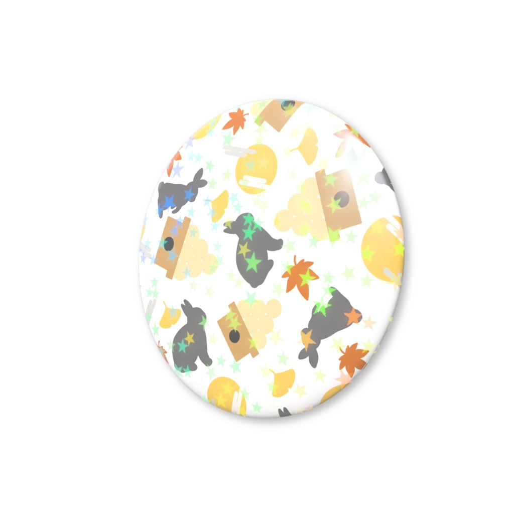 お月見のホログラム缶バッジ