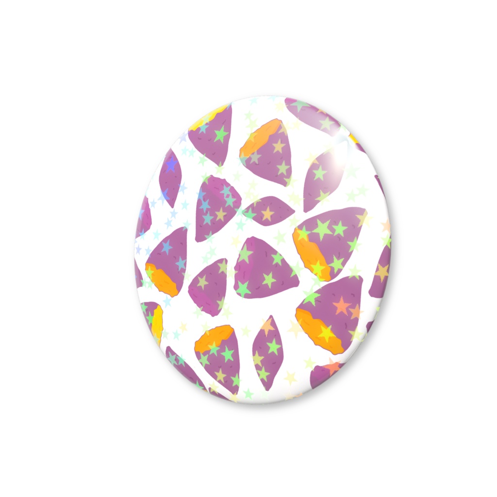 サツマイモのホログラム缶バッジ