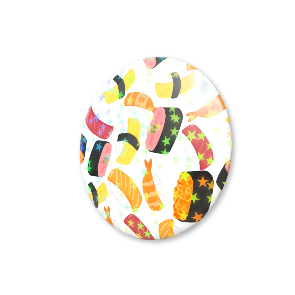 お寿司のホログラム缶バッジ