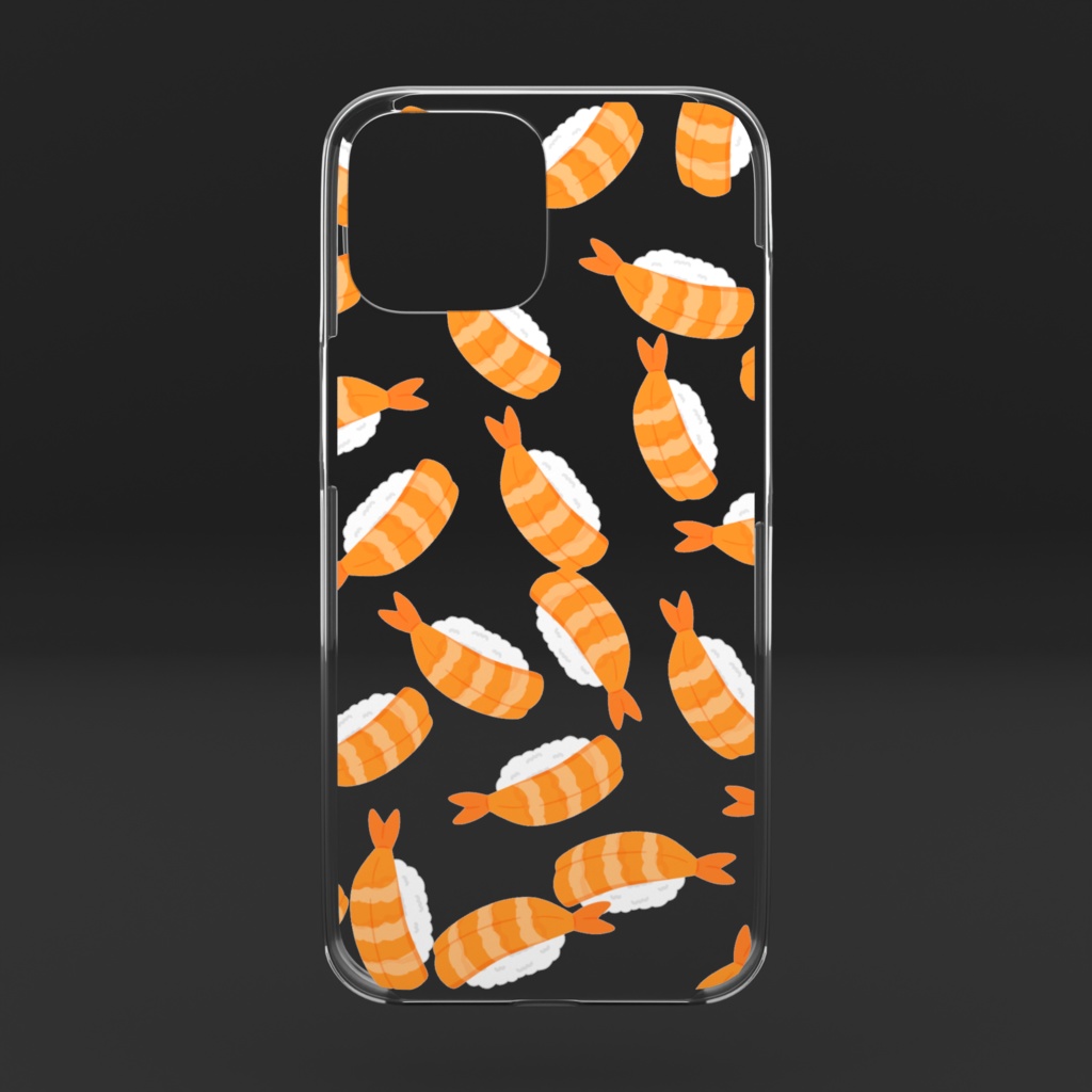 エビのお寿司のクリアiPhoneケース