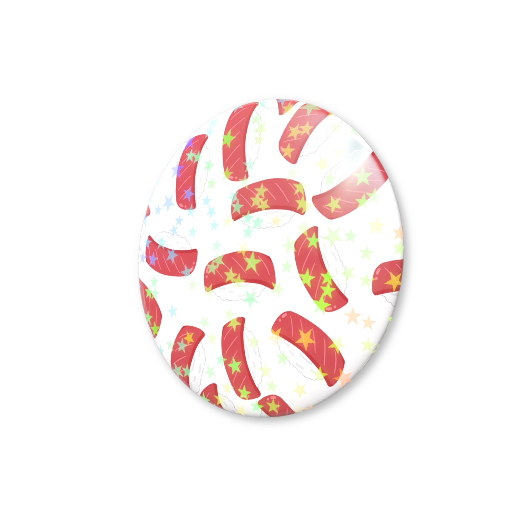 マグロのお寿司のホログラム缶バッジ