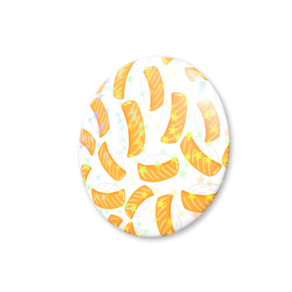 サーモンのお寿司のホログラム缶バッジ