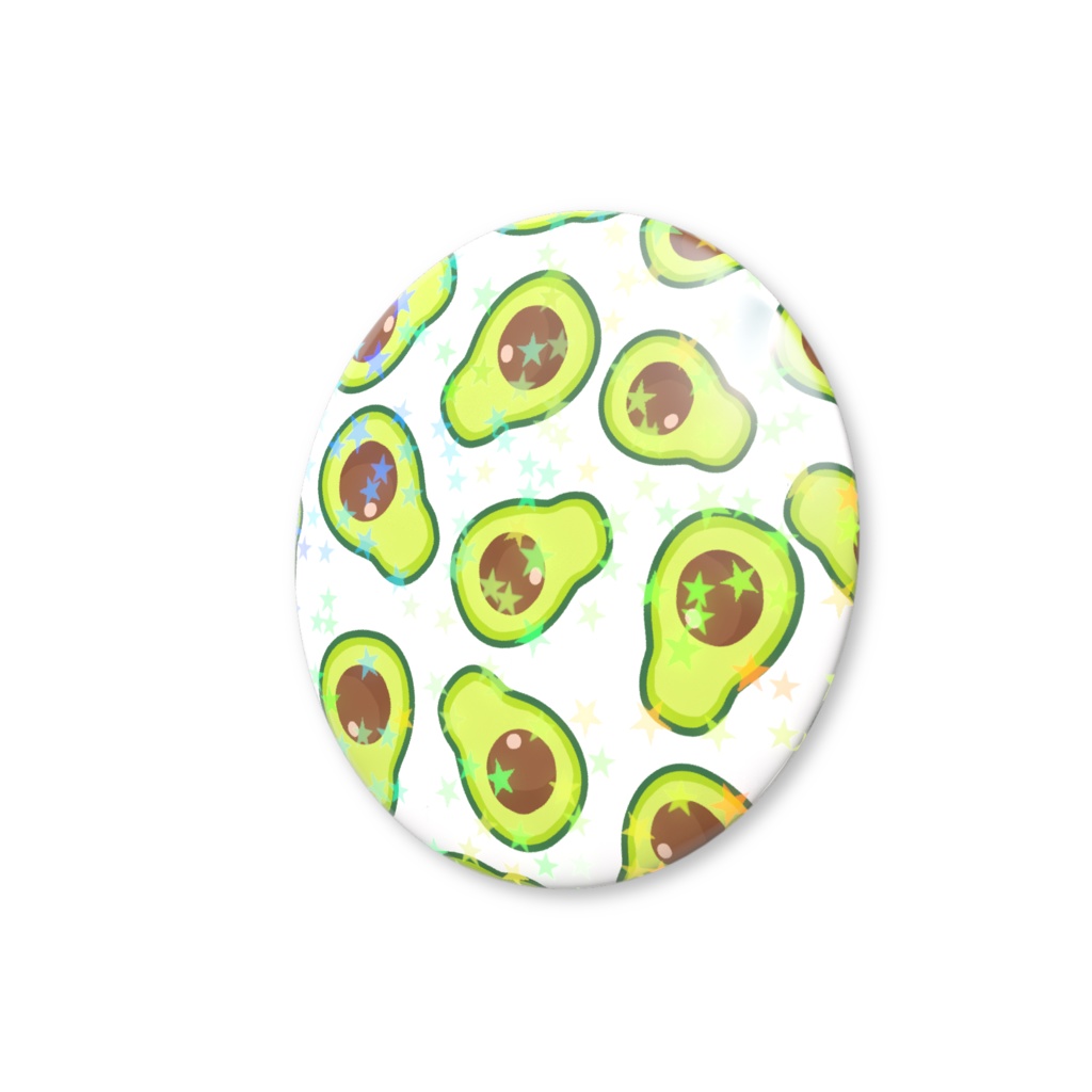 アボカドのホログラム缶バッジ