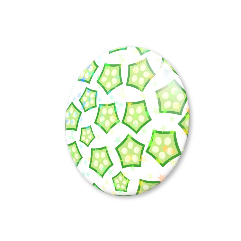 オクラのホログラム缶バッジ