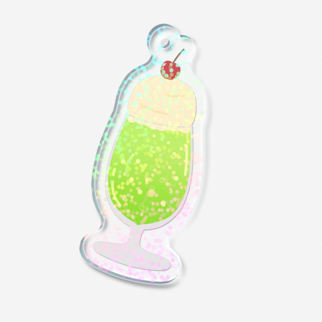クリームソーダのホログラムアクリルキーホルダー