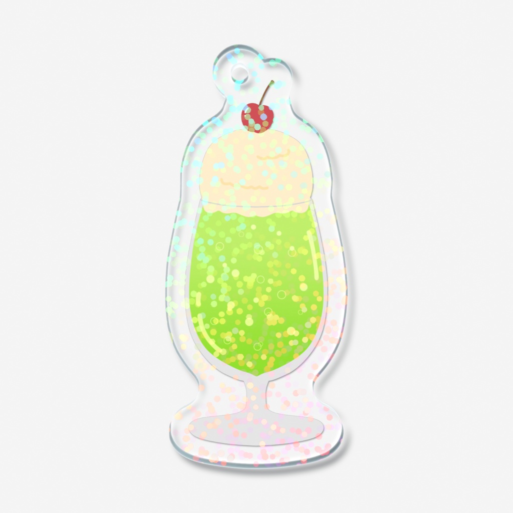 クリームソーダのホログラムアクリルキーホルダー