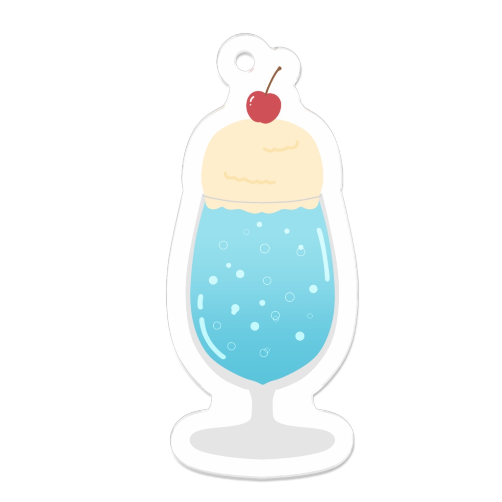 青色クリームソーダのアクリルキーホルダー