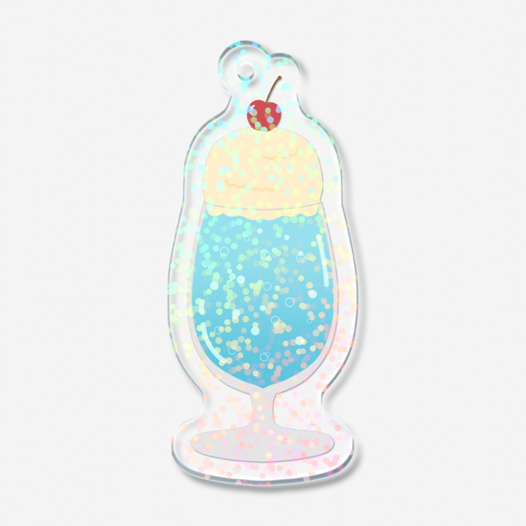 青色クリームソーダのホログラムアクリルキーホルダー
