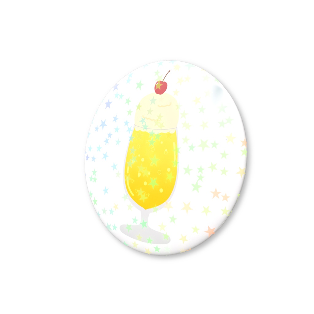 黄色クリームソーダのホログラム缶バッジ