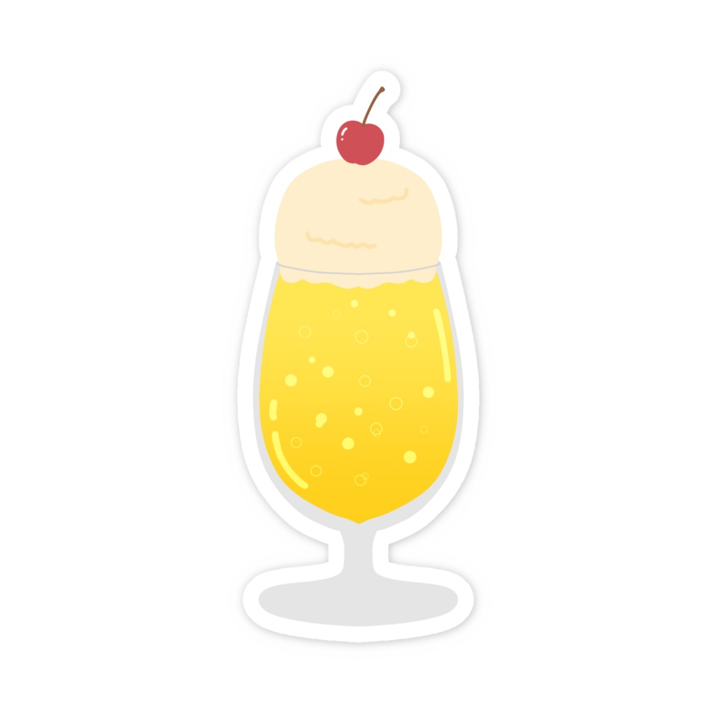 黄色クリームソーダのスマホステッカー