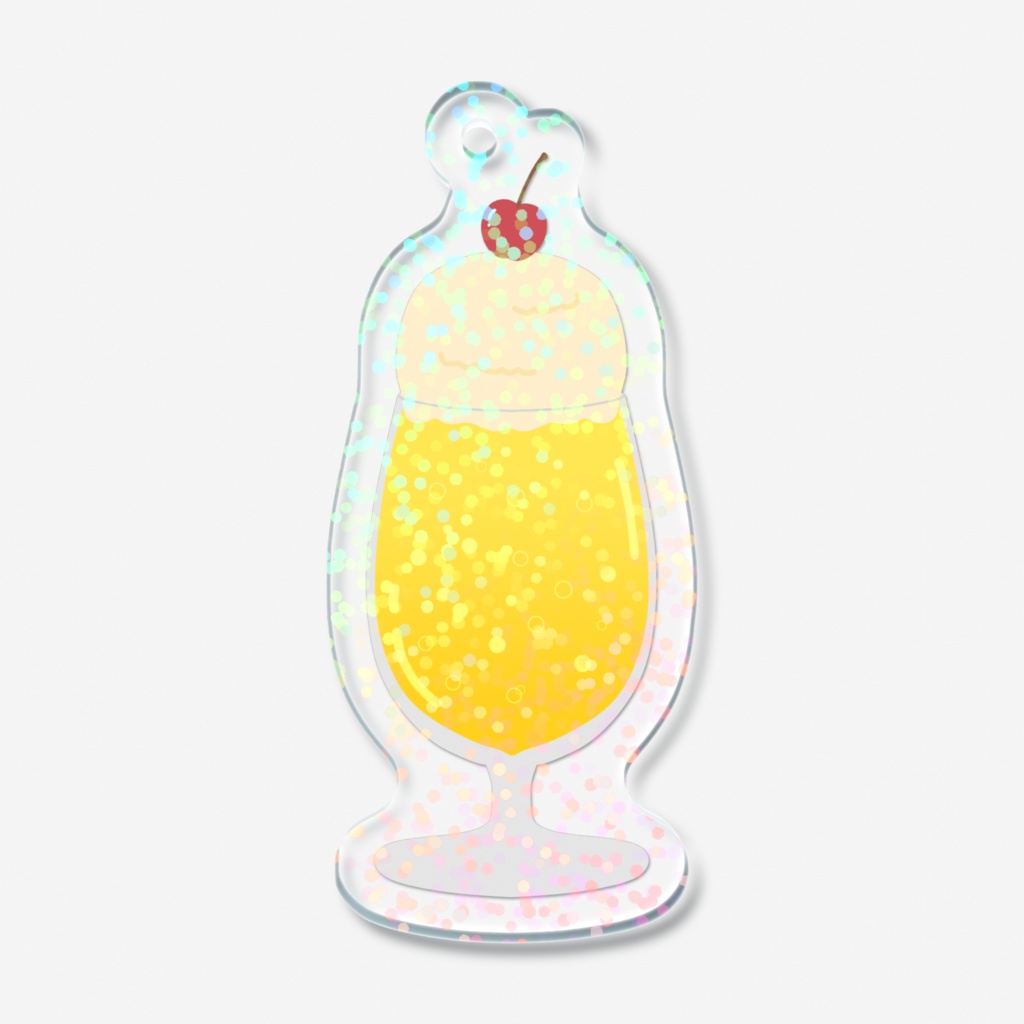 黄色クリームソーダのホログラムアクリルキーホルダー