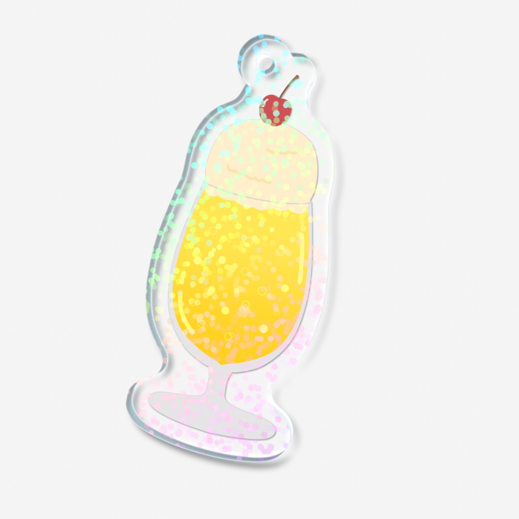黄色クリームソーダのホログラムアクリルキーホルダー