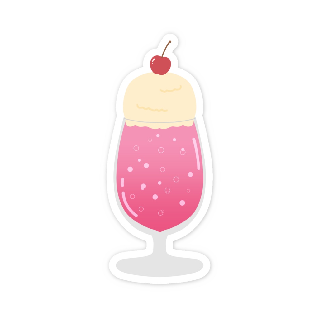 桃色クリームソーダのスマホステッカー