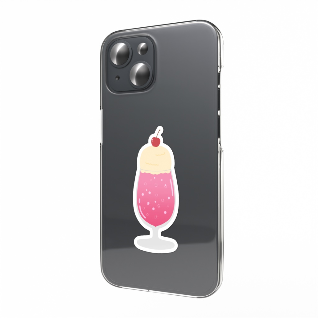 桃色クリームソーダのスマホステッカー