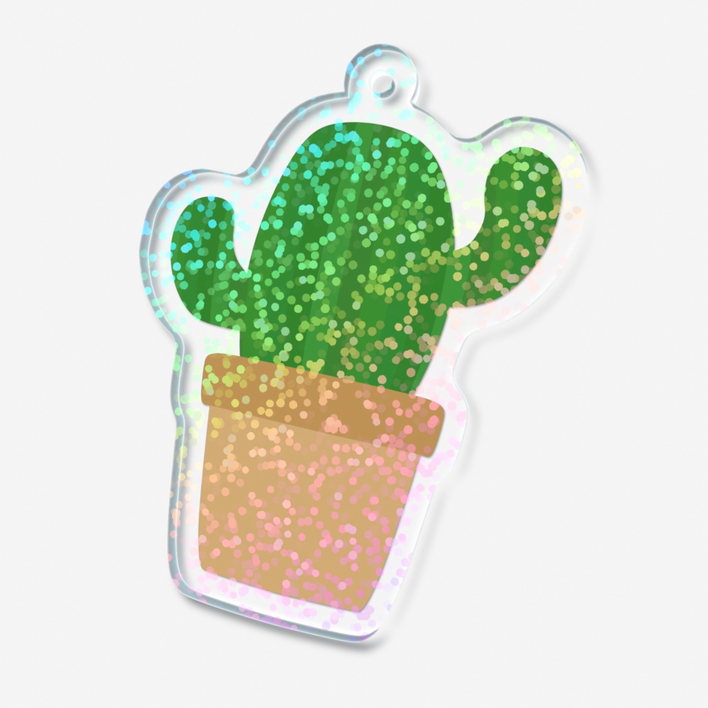 サボテンのホログラムアクリルキーホルダー