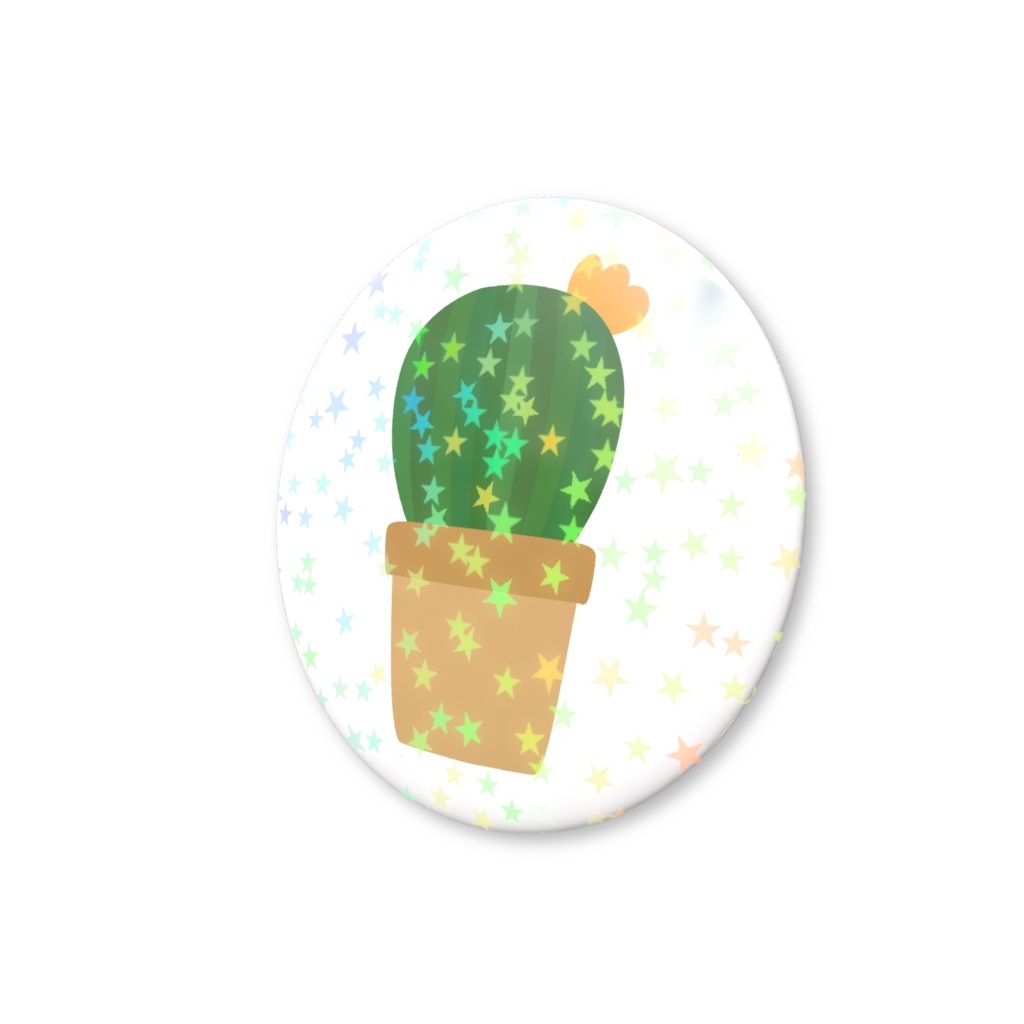 サボテンのホログラム缶バッジ