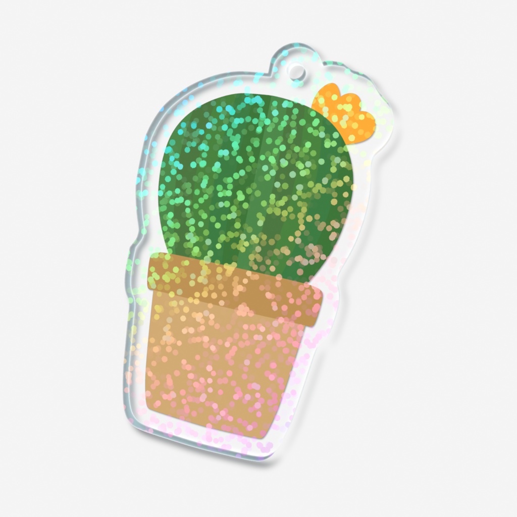 サボテンのホログラムアクリルキーホルダー