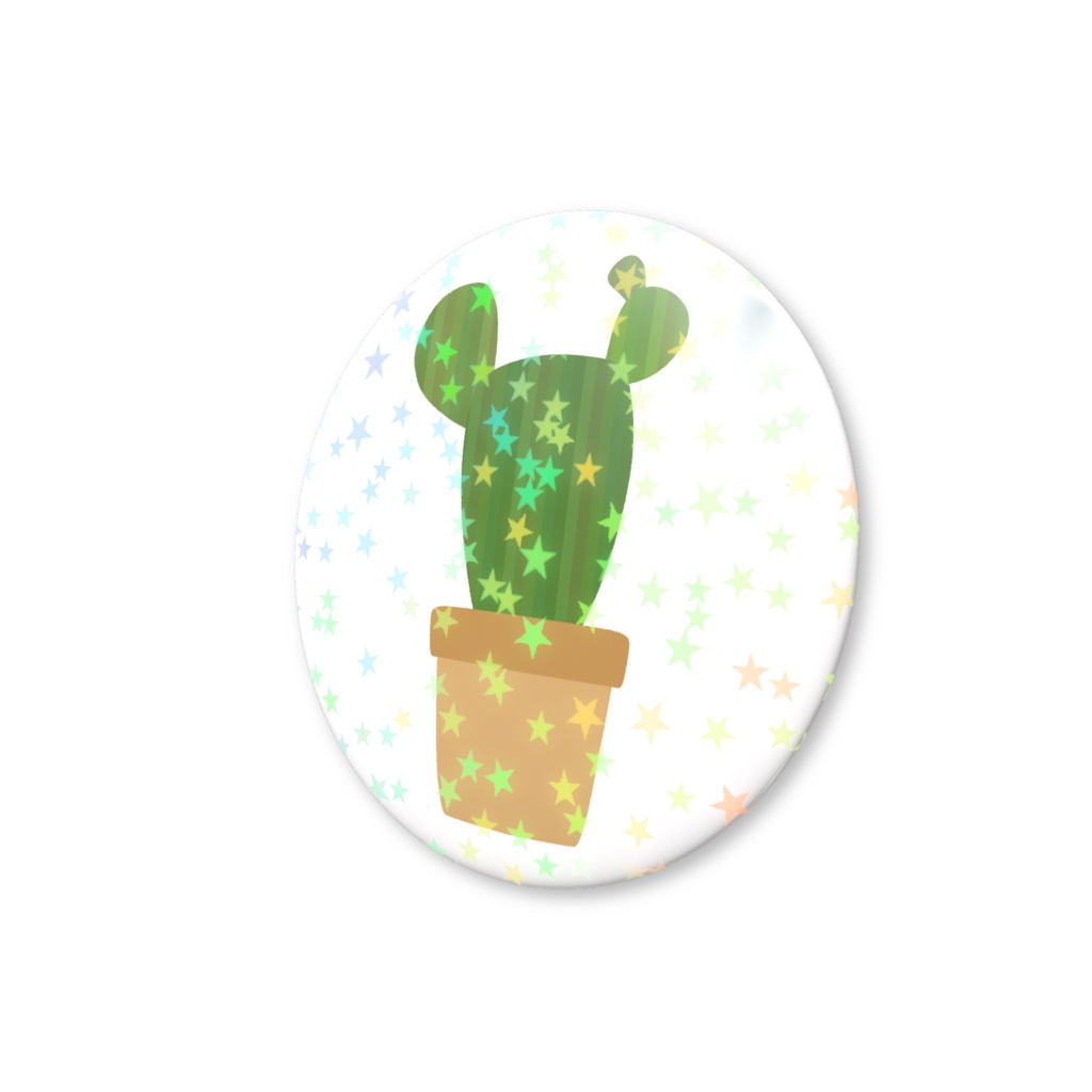 サボテンのホログラム缶バッジ