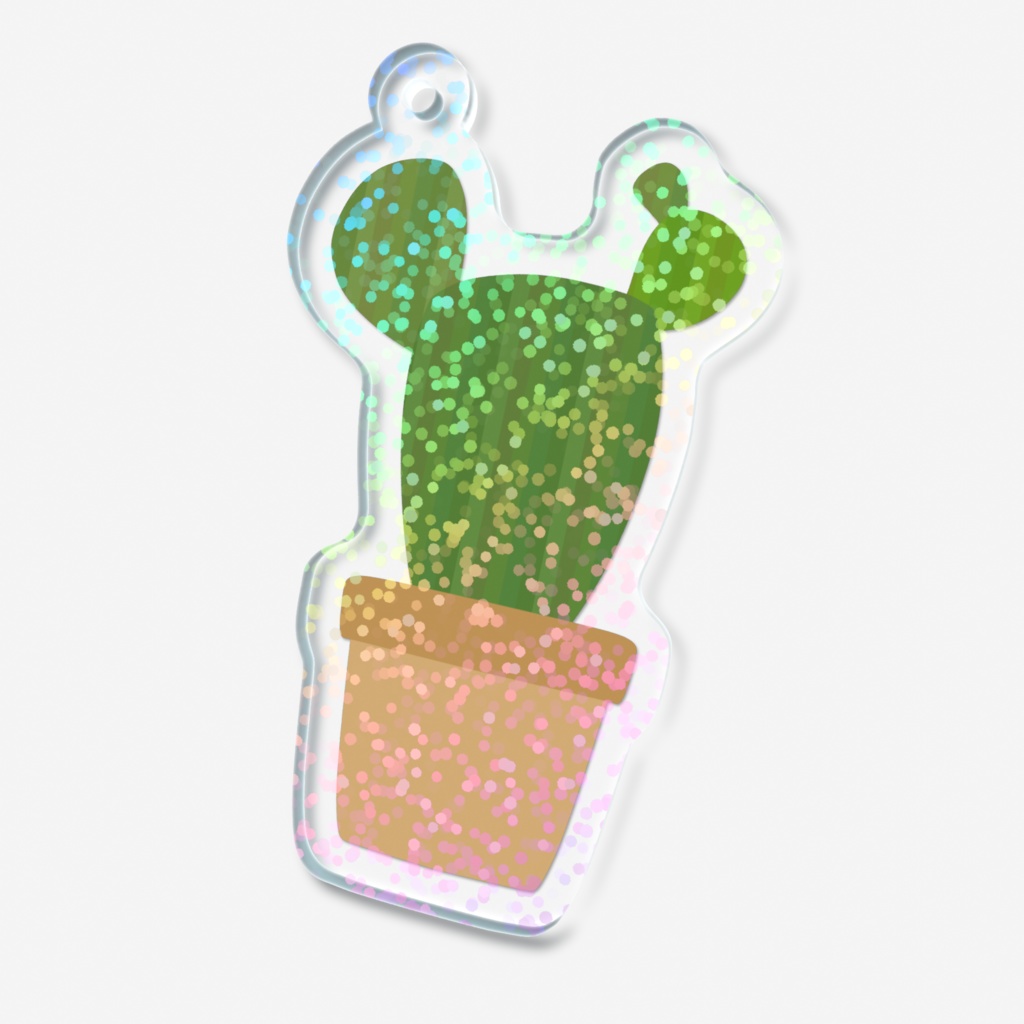 サボテンのホログラムアクリルキーホルダー