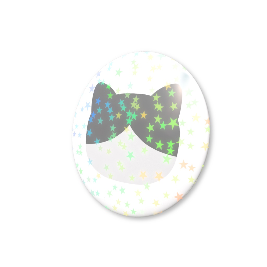 猫のホログラム缶バッジ