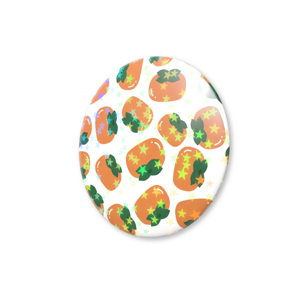 カキのホログラム缶バッジ