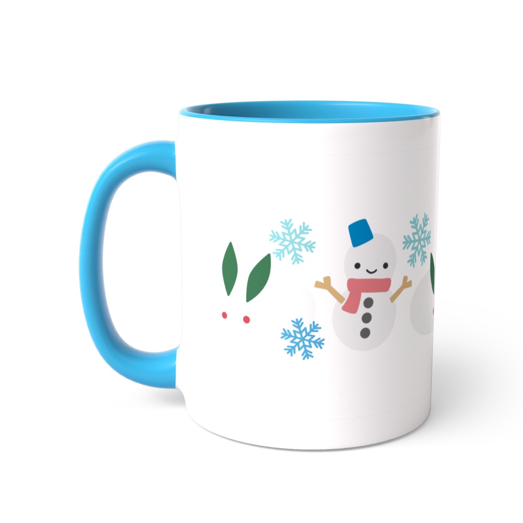 雪だるまのツートンカラーマグカップ