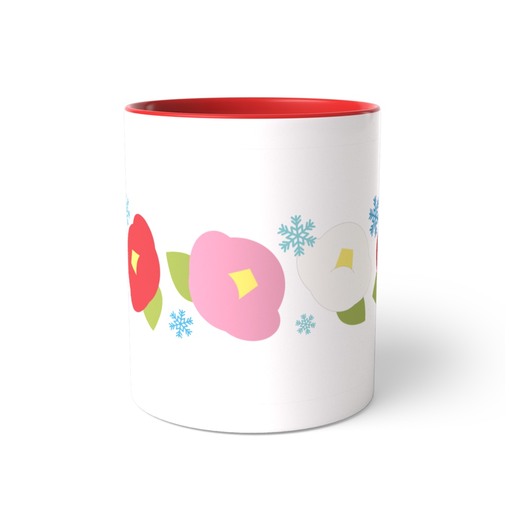 椿のツートンカラーマグカップ