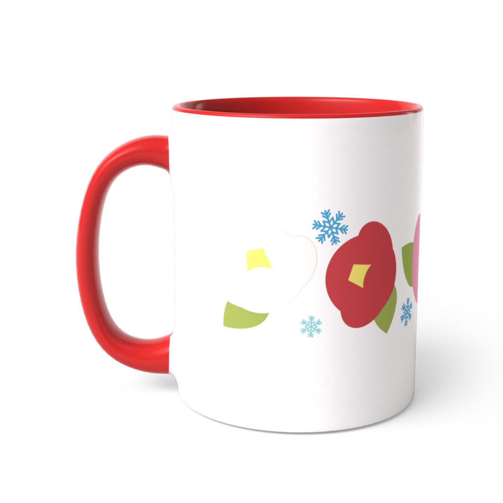 椿のツートンカラーマグカップ