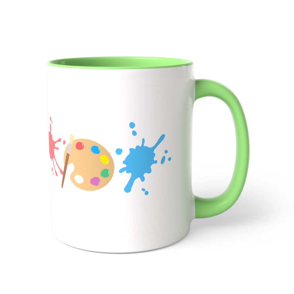 絵具のツートンカラーマグカップ
