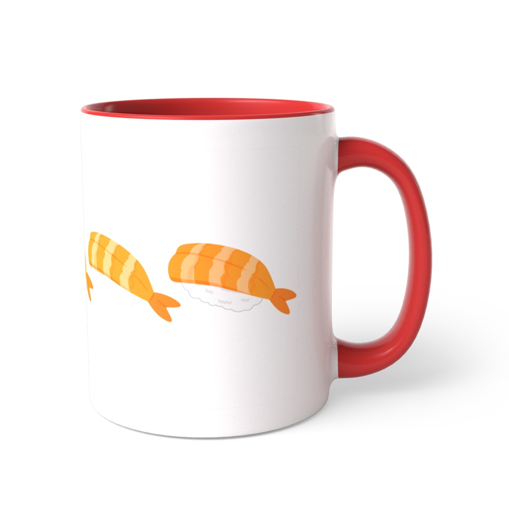 エビのお寿司のツートンカラーマグカップ