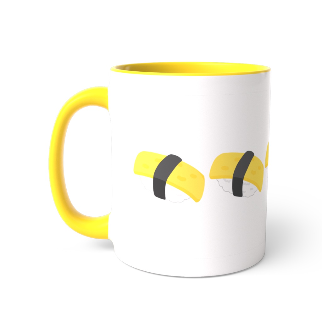 タマゴのお寿司のツートンカラーマグカップ