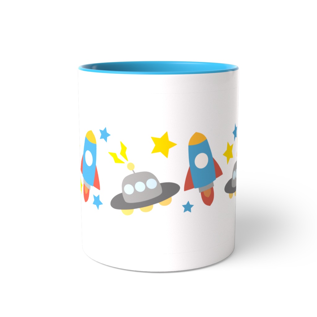 ユーフォーとロケットのツートンカラーマグカップ