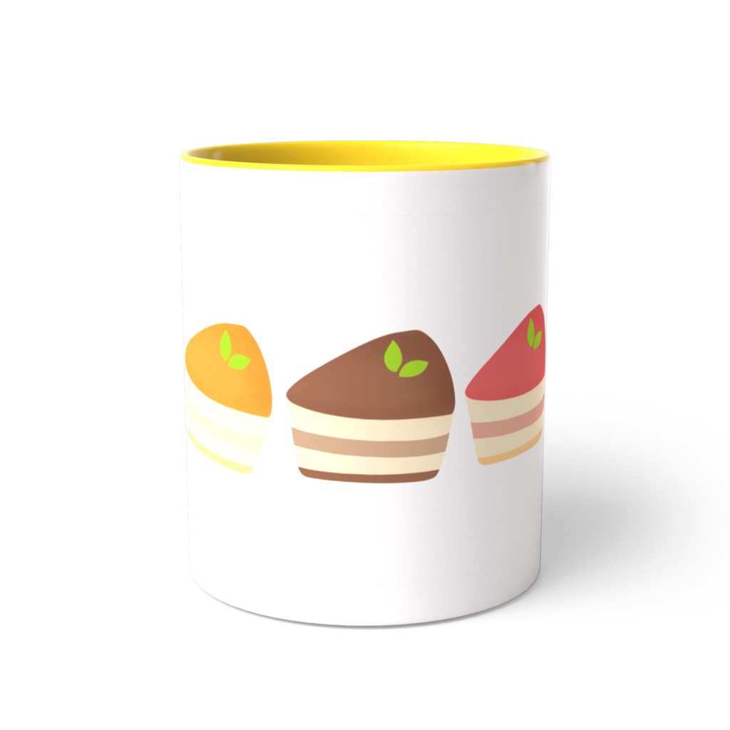 ケーキのツートンカラーマグカップ