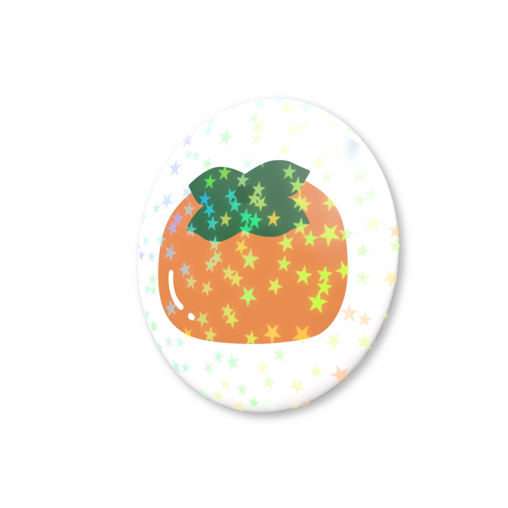 カキのホログラム缶バッジ