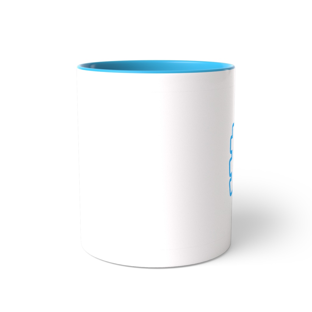 青色の推のツートンカラーマグカップ