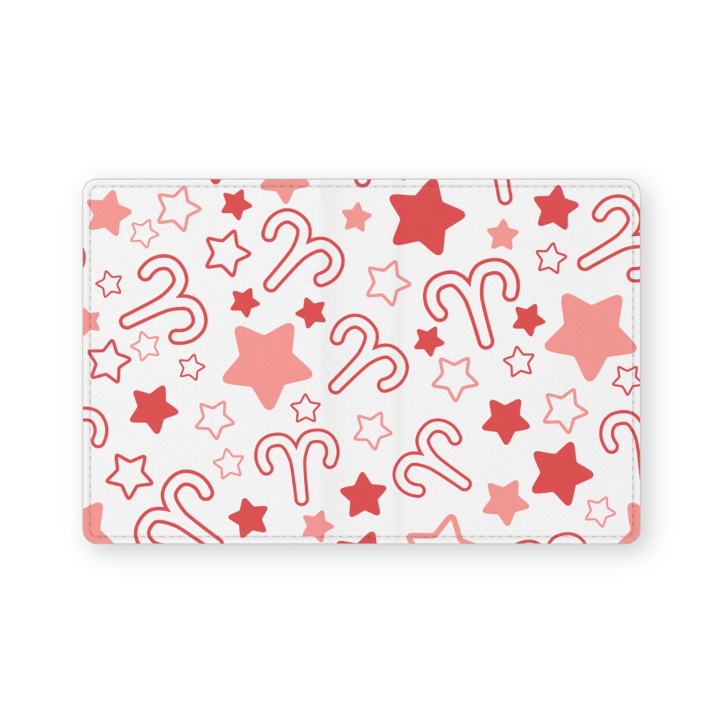 赤色のおひつじ座のレザー製名刺入れ