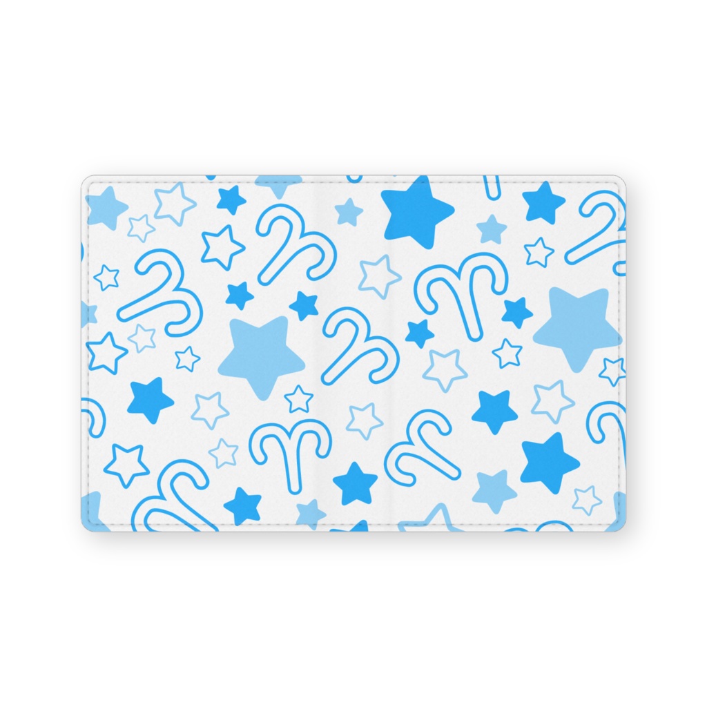 青色のおひつじ座のレザー製名刺入れ