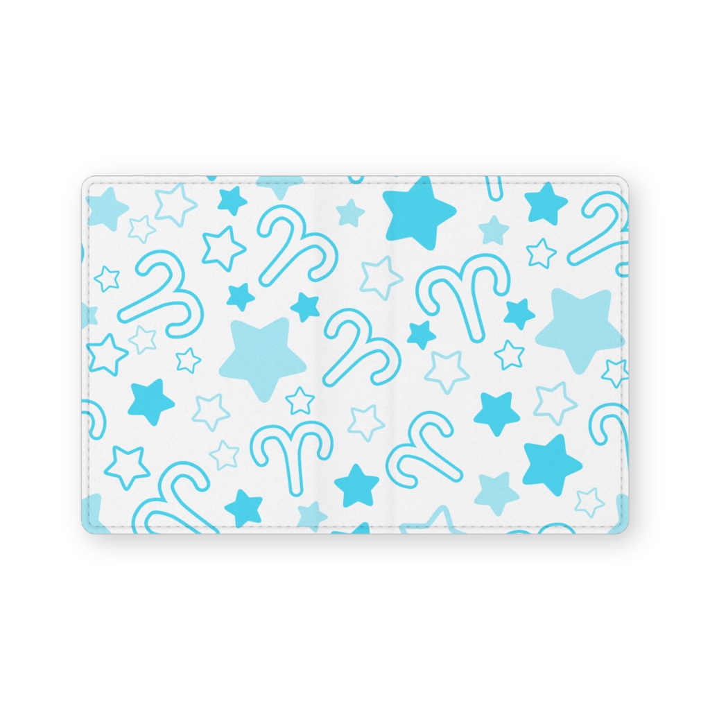 水色のおひつじ座のレザー製名刺入れ