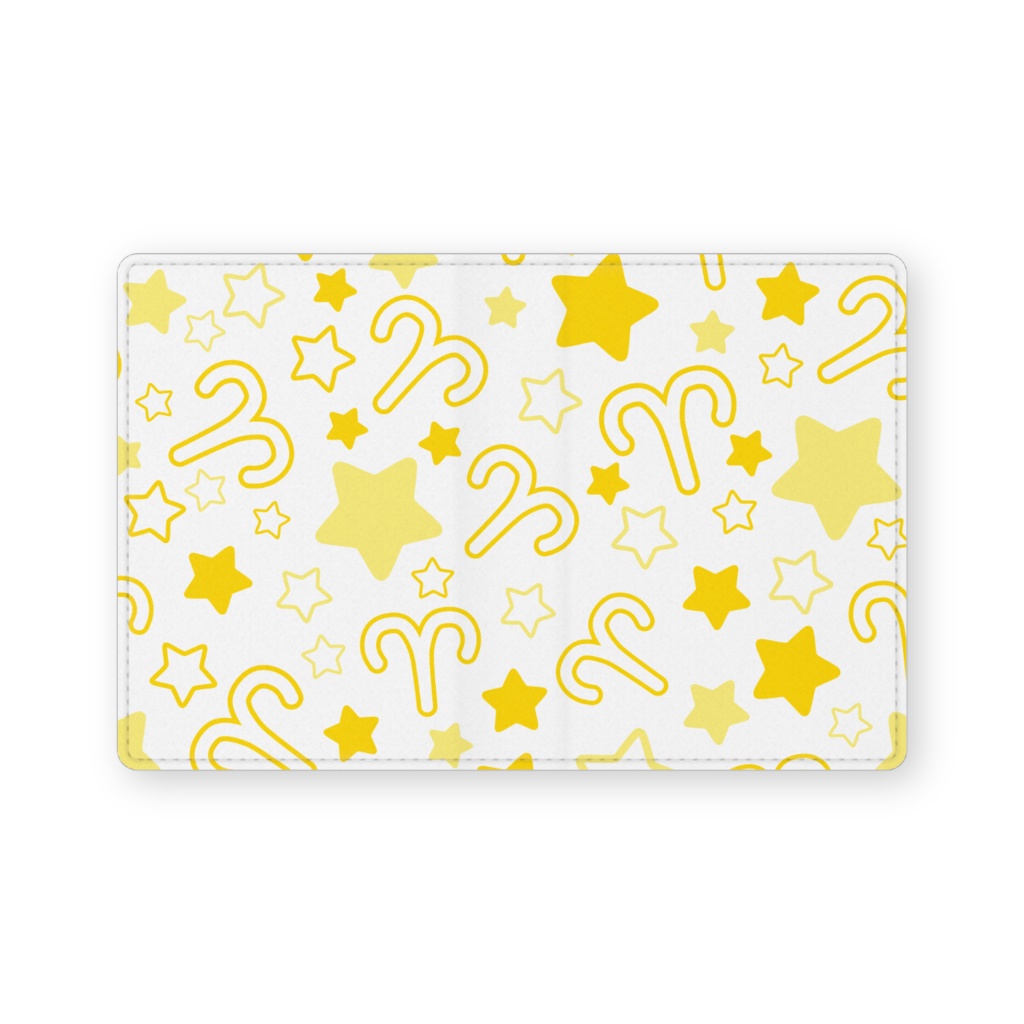 黄色のおひつじ座のレザー製名刺入れ